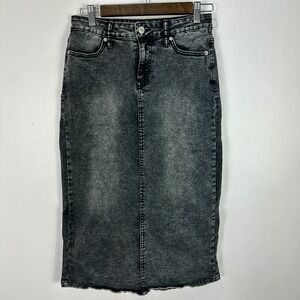 Marc New York Jeans‎ Black Denim Midi Skirt Womens 4 Quiet Luxury Clean Girl